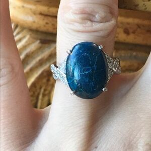 Natural Shadowkite Sterling Silver Ring Size 7